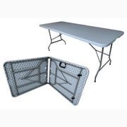 Tavolo 180x75x72 cm GRIGIO Pieghevole Richiudibile per Feste Sagre Fiere Giardino Campeggio Camping