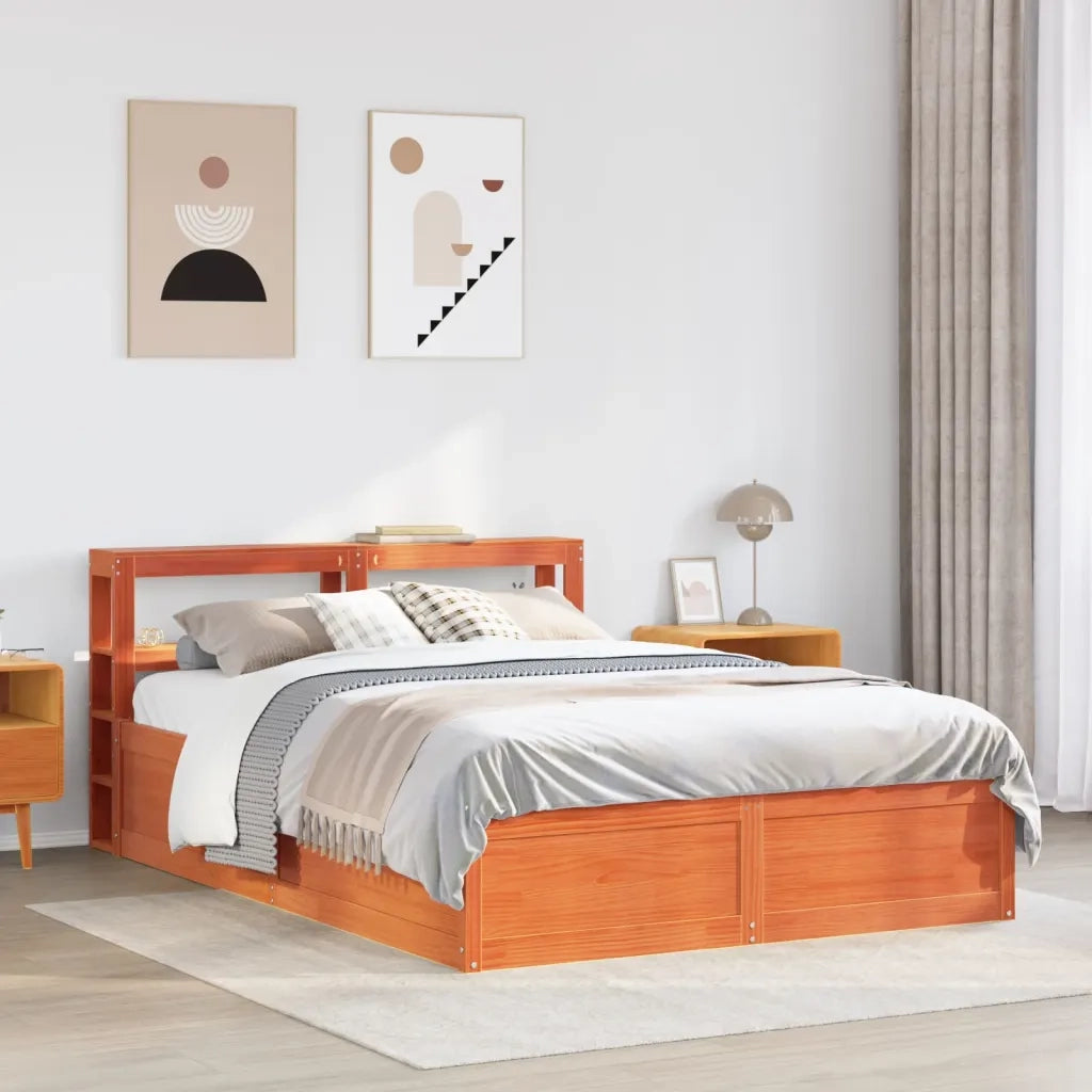 Giroletto con Testiera Marrone Cera 140x200 cm Massello Pino 3306344