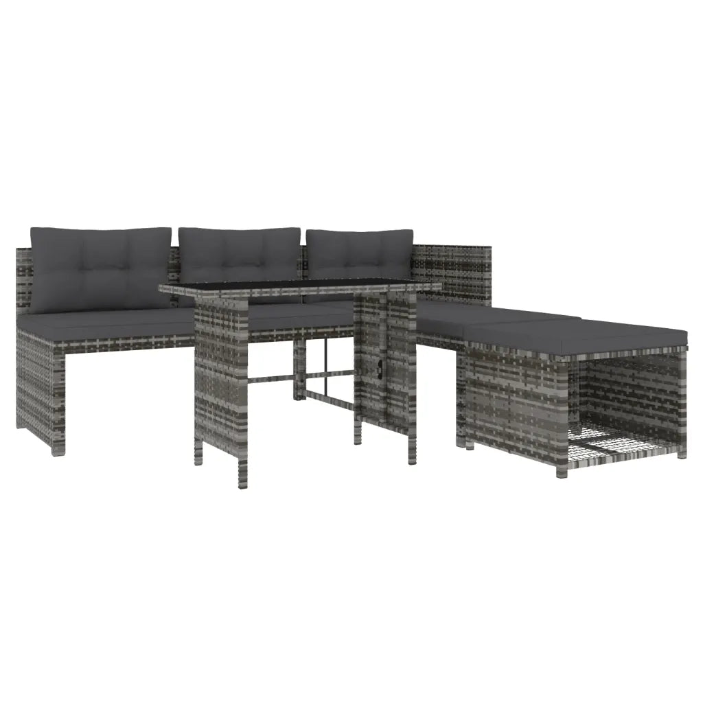 Set da Pranzo da Giardino 4 pz con Cuscini in Polyrattan Grigio 311914