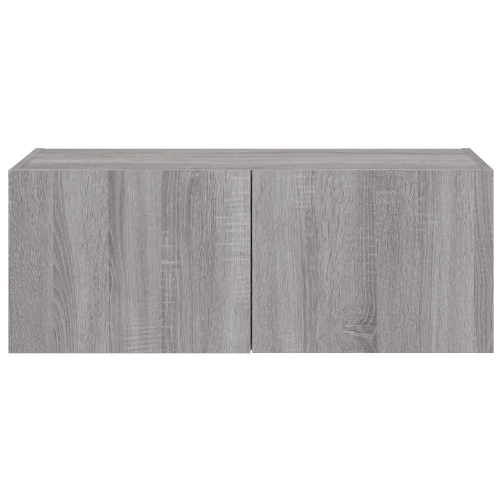 Mobile TV multimediale mensola TV credenza mobile TV sala da pranzo soggiorno parete attrezzata per camera da letto con luci LED Sonoma 80 x 35 x 31 cm grigio 02_0028062