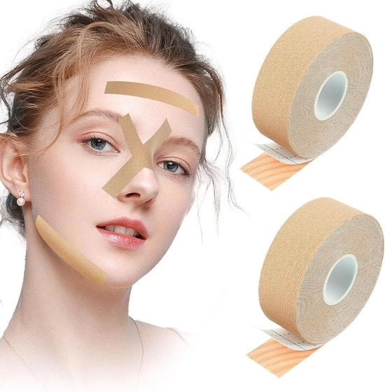 Tape per facelift, 2 pezzi di nastro trasparente, nastro per il lifting facciale multifunzionale, 2,5 cm x 5 m