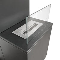 Camino a Bioetanolo da Pavimento 38x38x100 cm Oslo in acciaio Nero