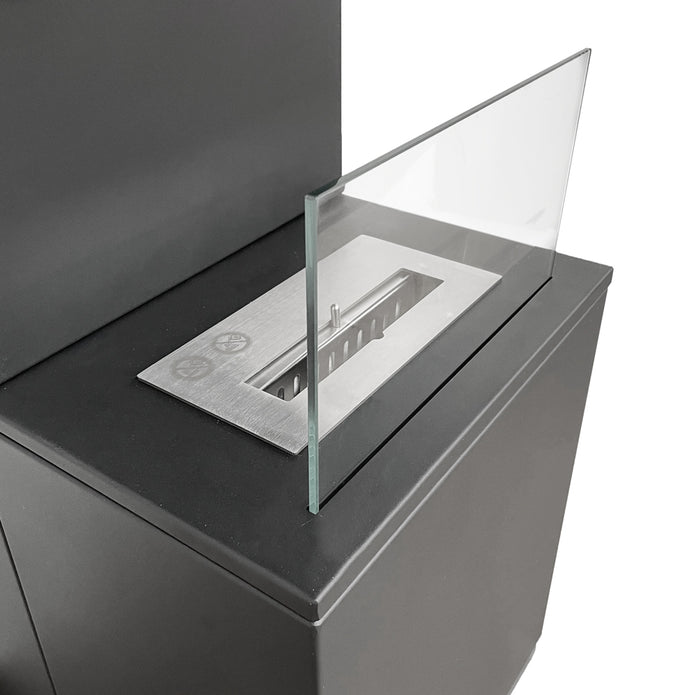 Camino a Bioetanolo da Pavimento 38x38x100 cm Oslo in acciaio Nero