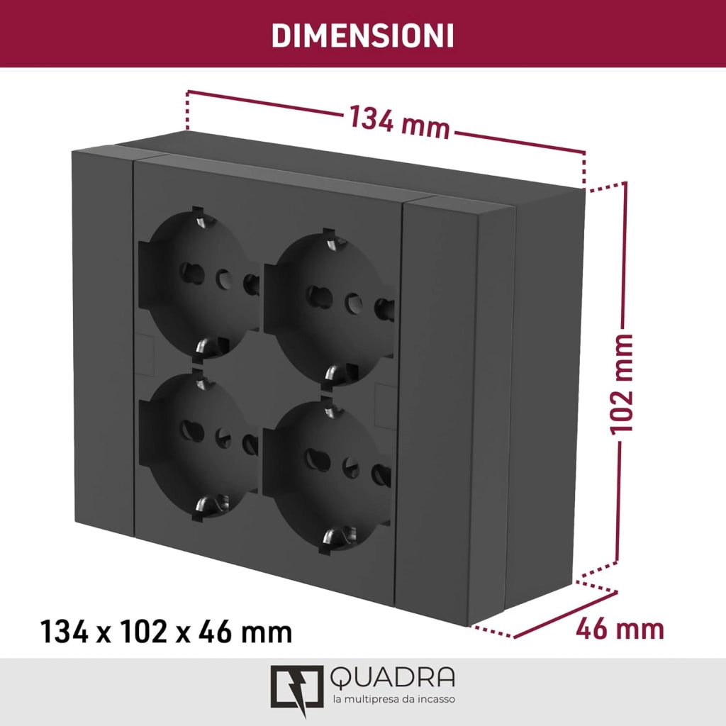 MULTIPRESA ESTERNA  QUADRA 4 PRESE BIP.SCH NERA- 1,0 pz