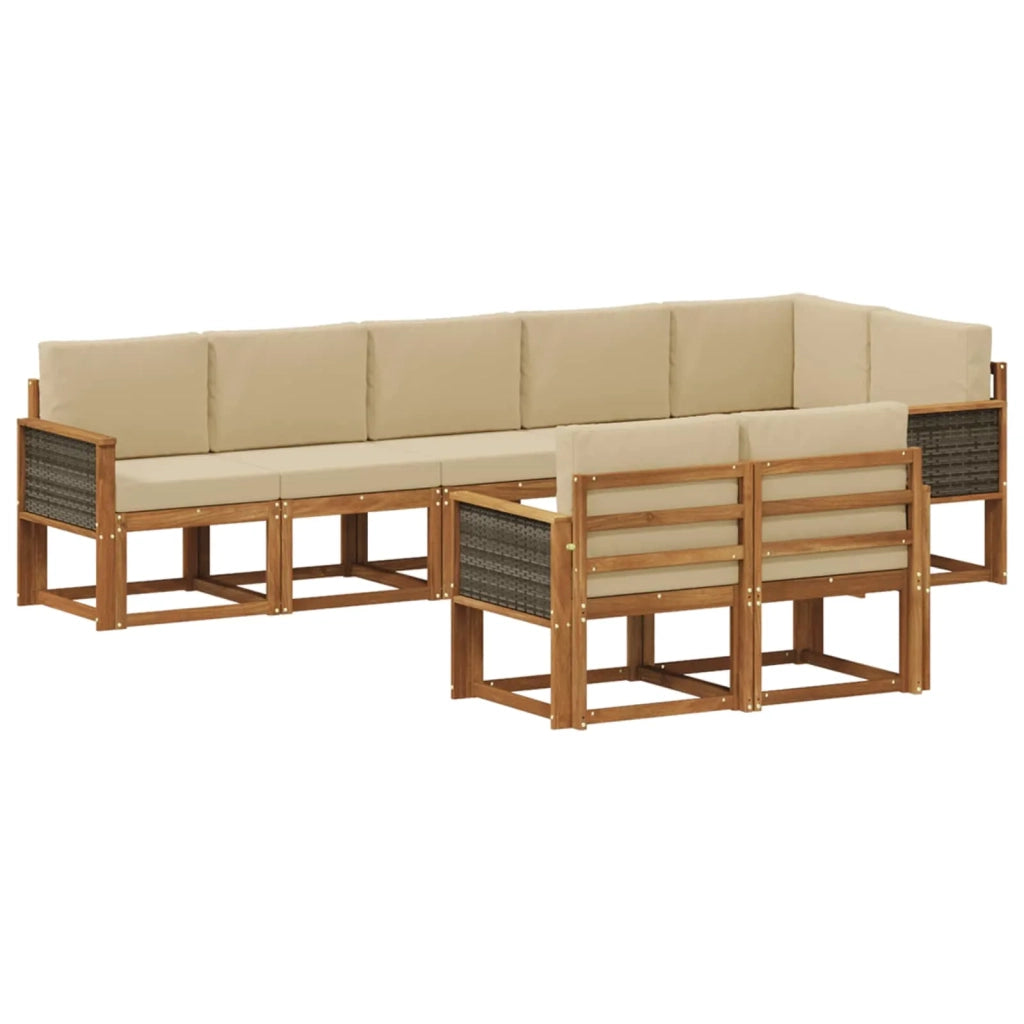 Set di divani da esterno 8 pcs Naturale e Beige Poliestere 3385309