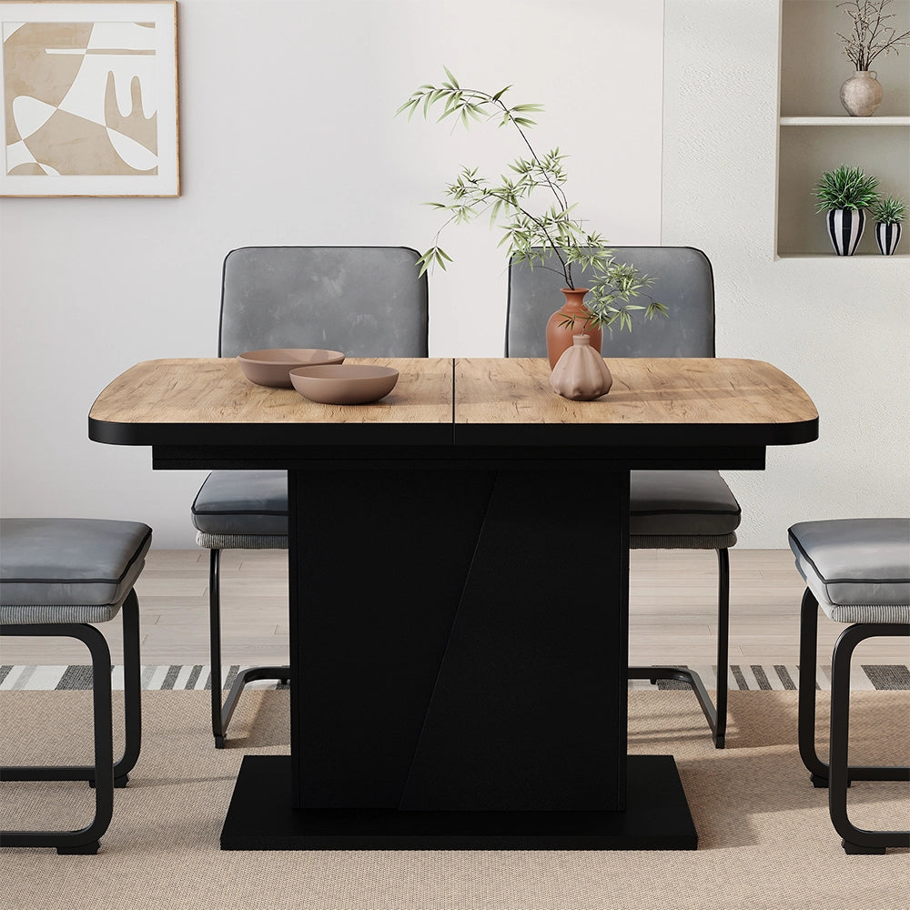 Vicco Tavolo da pranzo Estensibile Rovere nero/oro 120/160 x 80 cm
