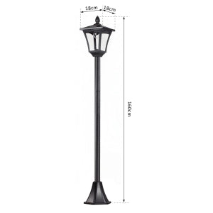 Lanterna da giardino solare a LED, design retrò, 29 lumen, IP44, nero, 15 x 15 x 120 cm