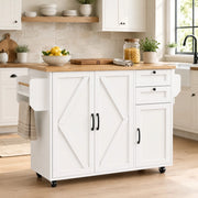 Carrello da cucina pieghevole con tavolo e cassetti bianco