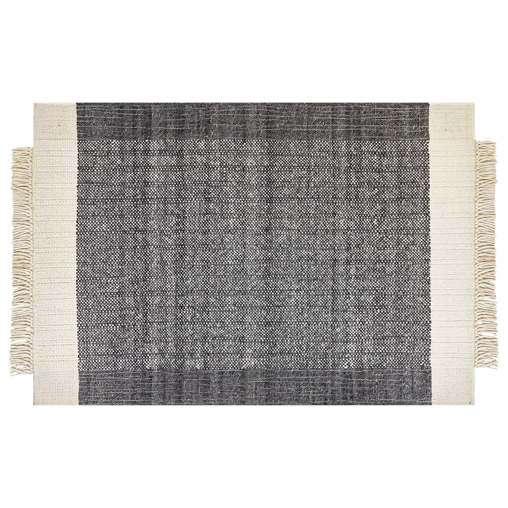 Tappeto in lana bianco sporco nero 160 x 230 cm nappe fatte a mano moderno