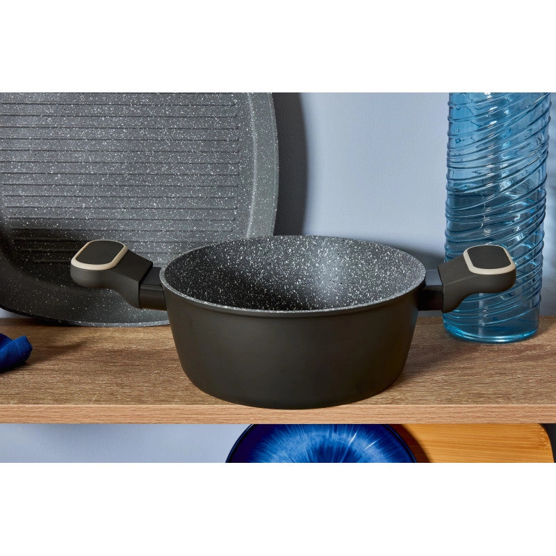 Set di 6 Casseruole Alluminio Forgiato 2m 24 Grit Stone Manico Soft Touch Fondo Induzione