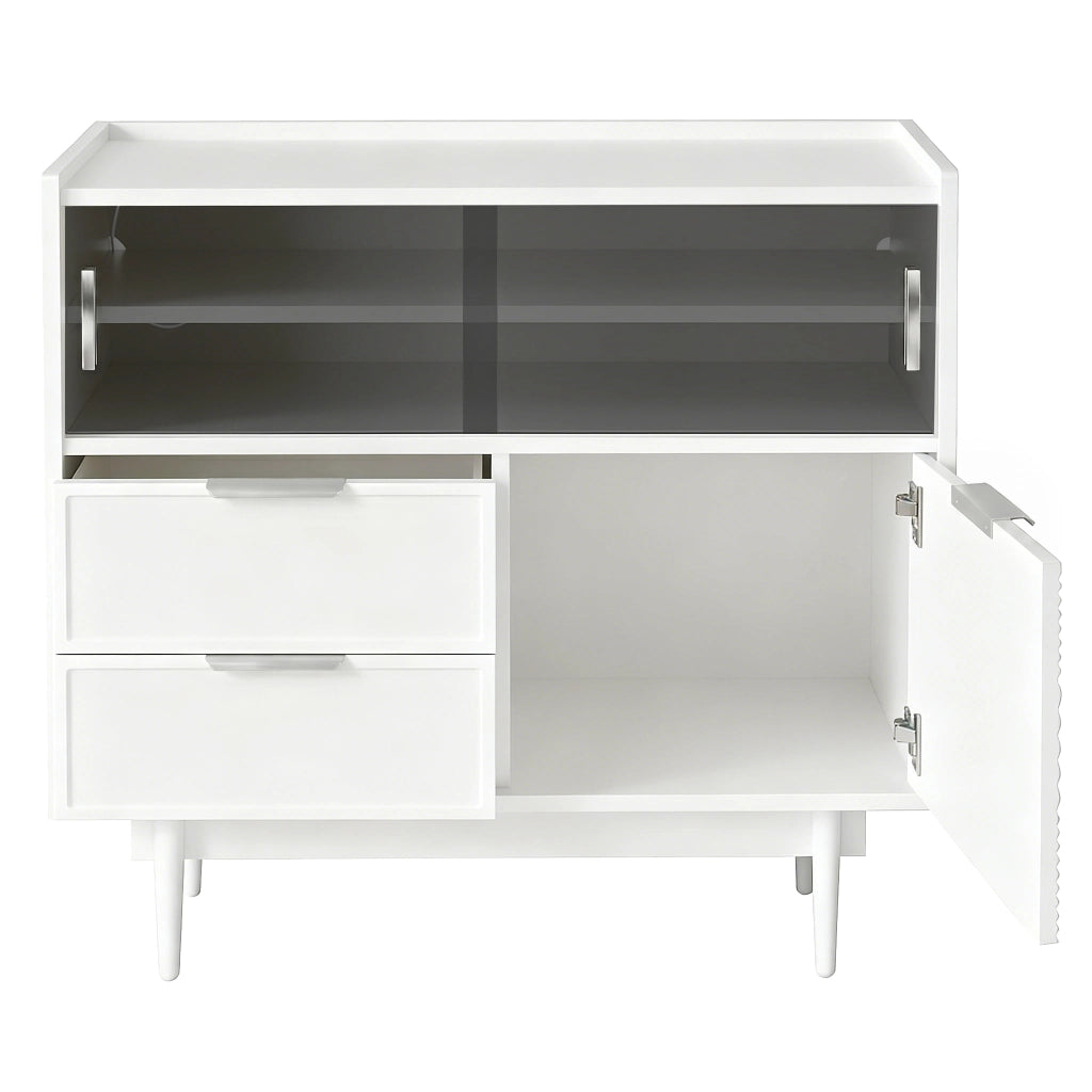 Mobile contenitore da bagno o sideboard con striscia luminosa, larghezza 80 cm, porta in vetro