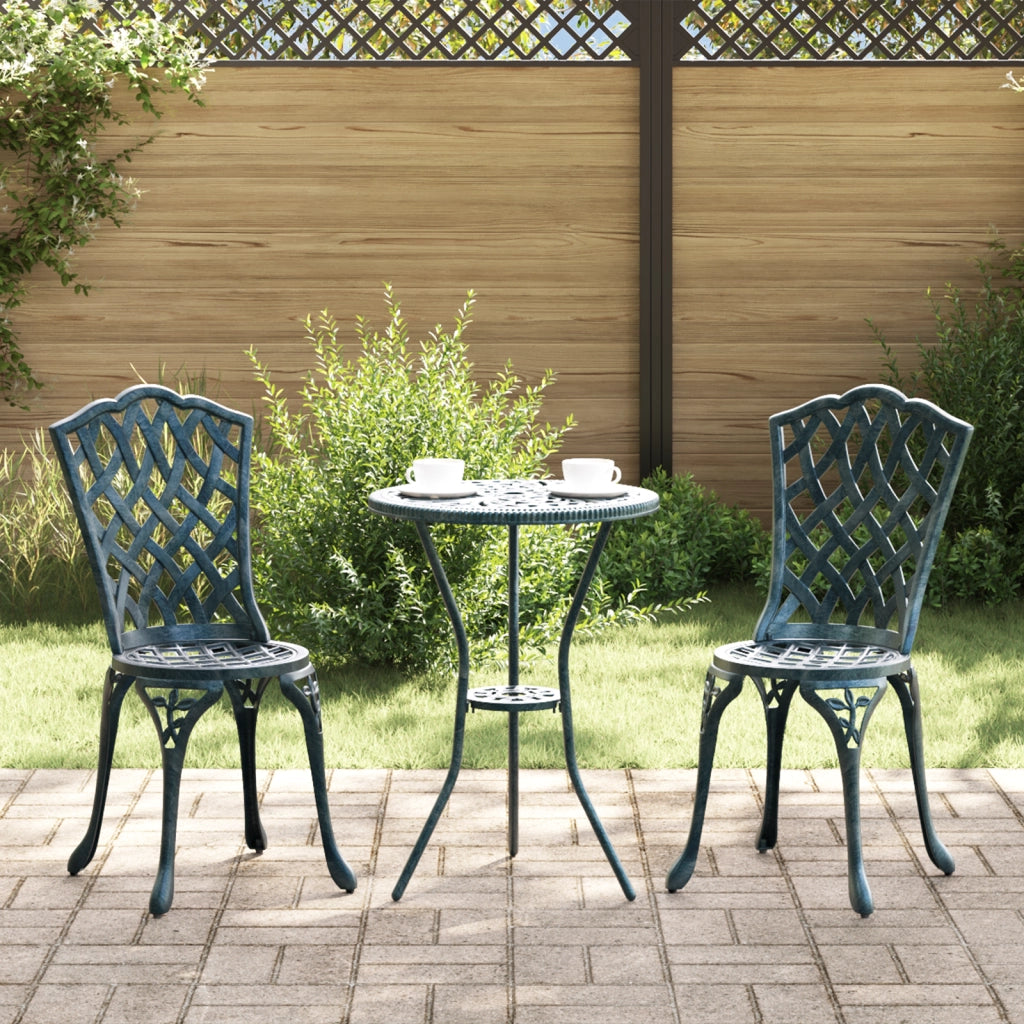 Set da Giardino Bistro 3 Pezzi Verde in Alluminio Fusione