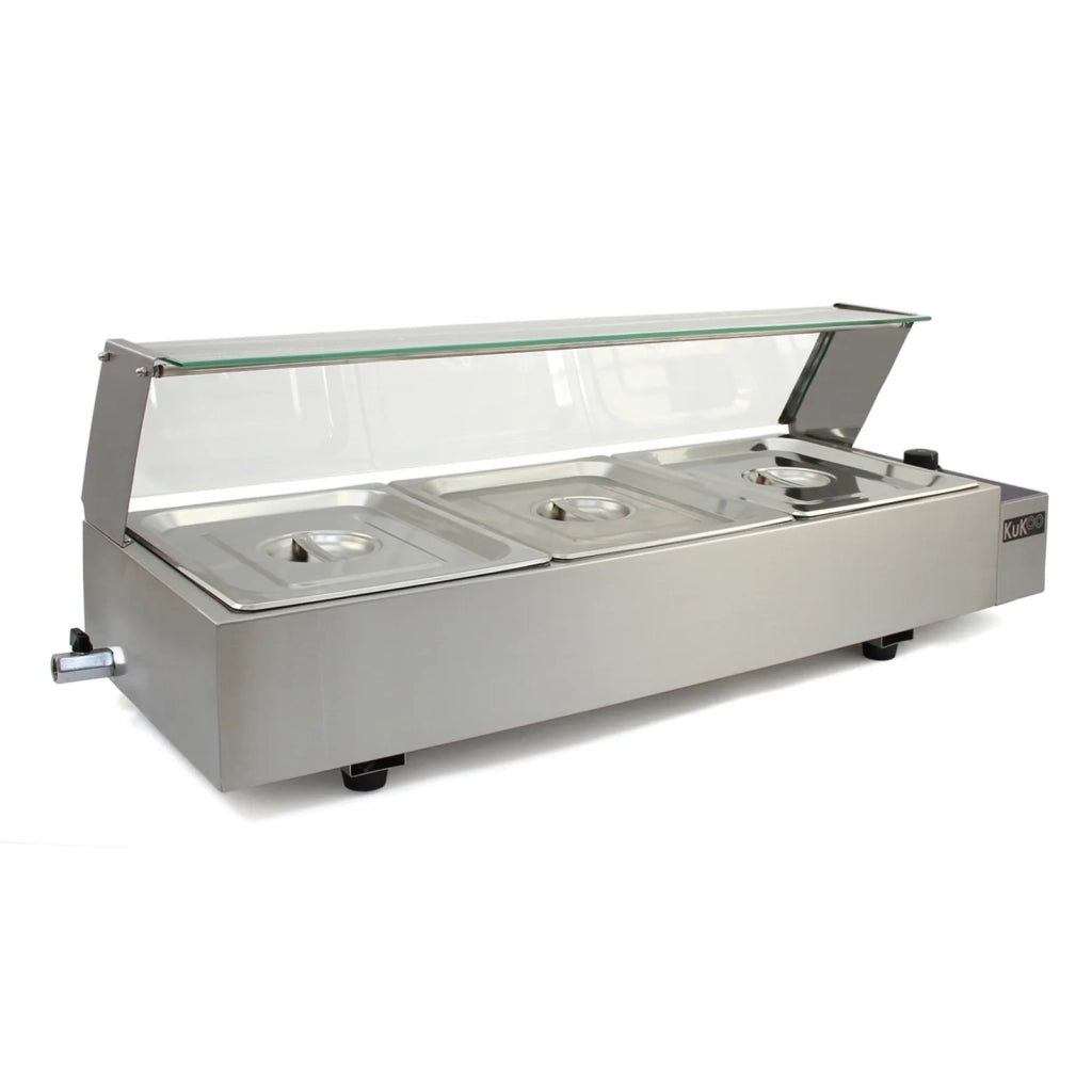 Espositore a Bagnomaria con 3 Vaschette per Ristoranti, Catering, Takeaway e Bar