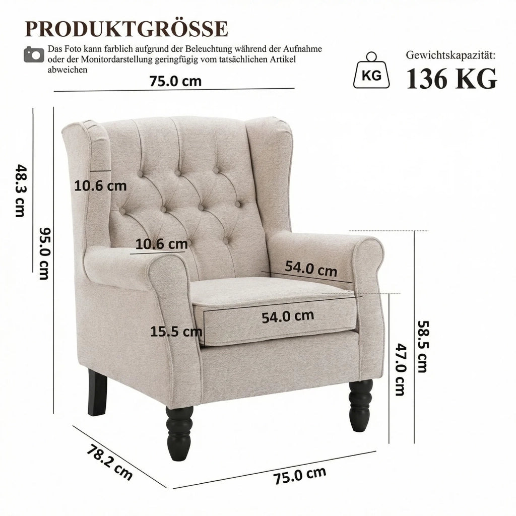 Poltrona Design Minimalista, Comfort e Stile per Interni Moderni - Beige