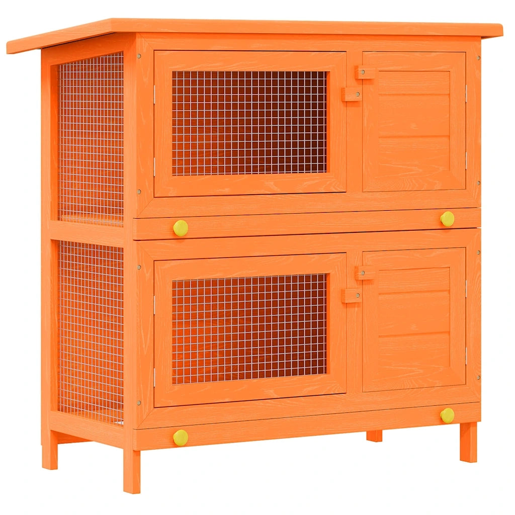 Conigliera da esterno gabbia per piccoli animali domestici con 4 porte in legno 273759