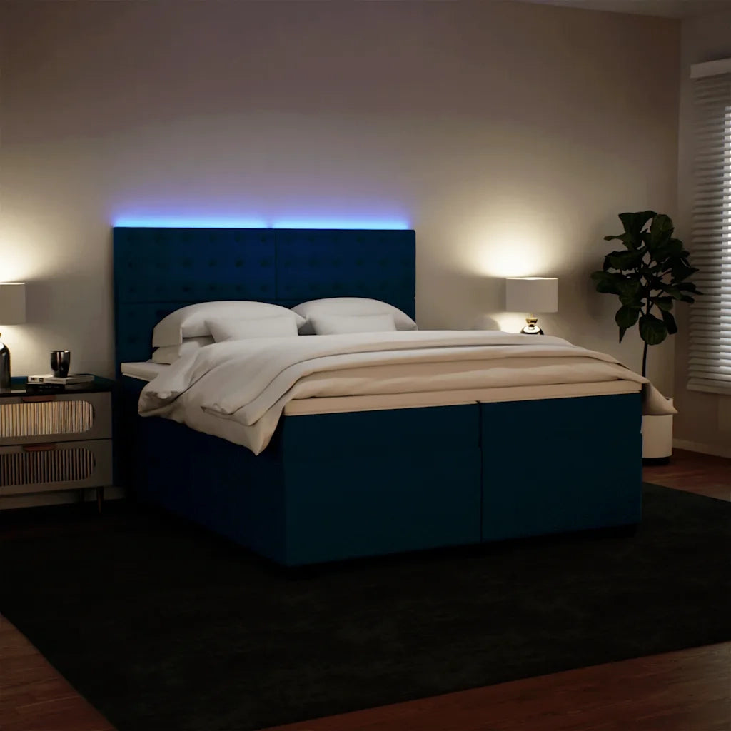 Giroletto a Molle con Materasso Blu 200x200 cm in Velluto
