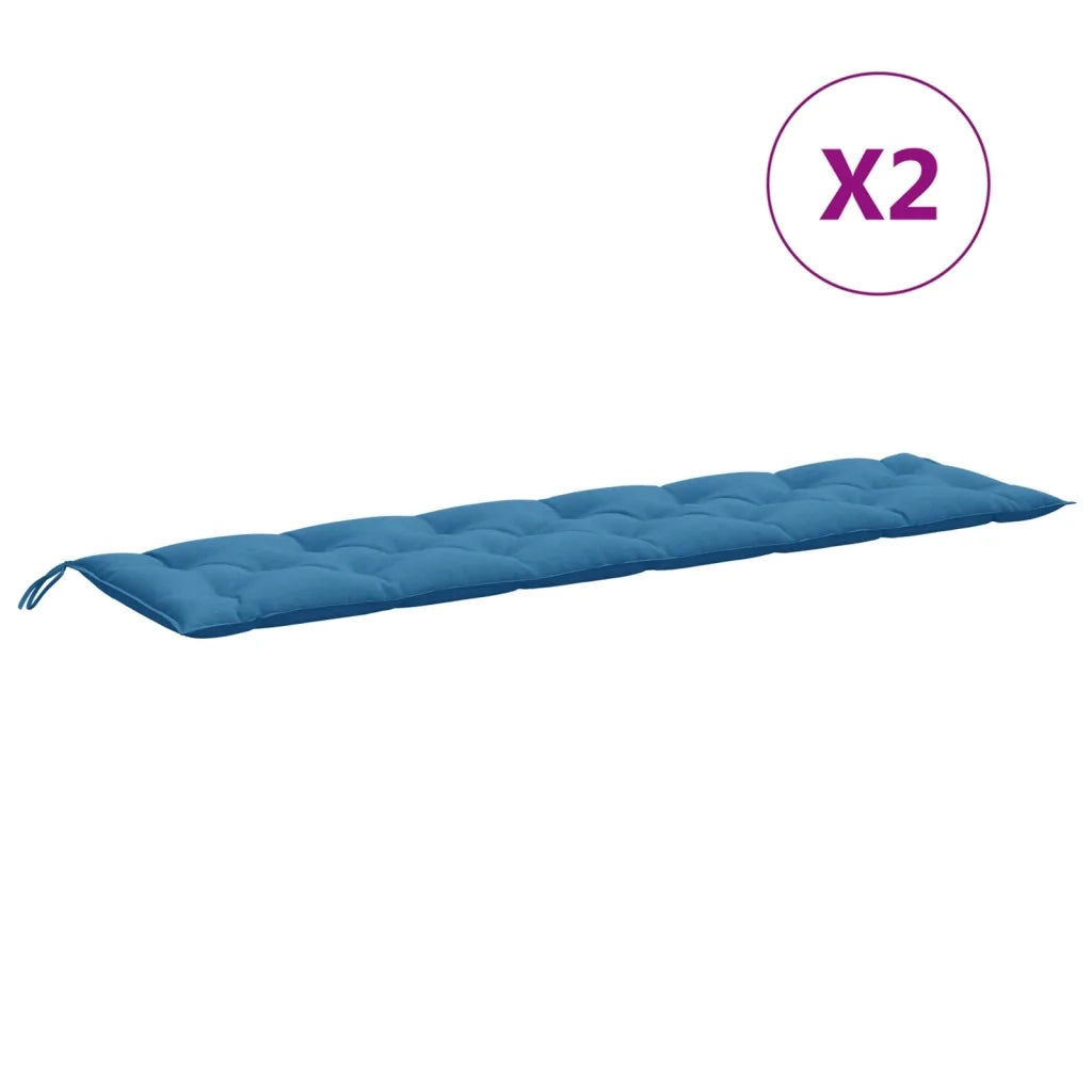 Cuscini Panca Giardino 2pz Blu MÃ©lange 200x50x7 cm Tessuto