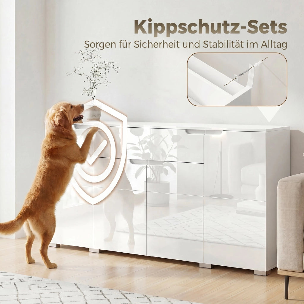 Cassettiera moderna con 4 ante ¨C Zephmum ¨C Bianco, 80x40x86 cm