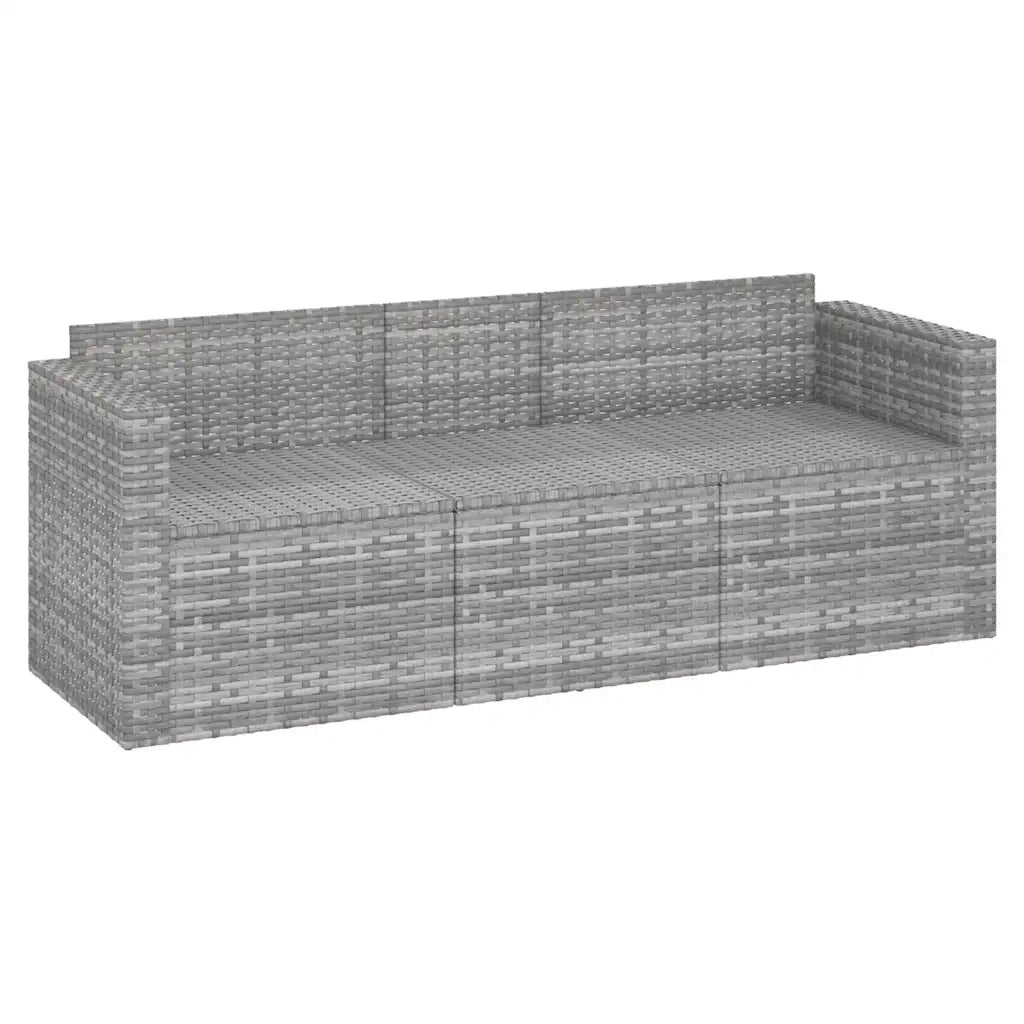 Divano da Giardino a 3 Posti con Cuscini in Polyrattan Grigio 362328