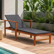Sun Lounger Made Of Poly Rattan And Solid Acacia Wood, Black