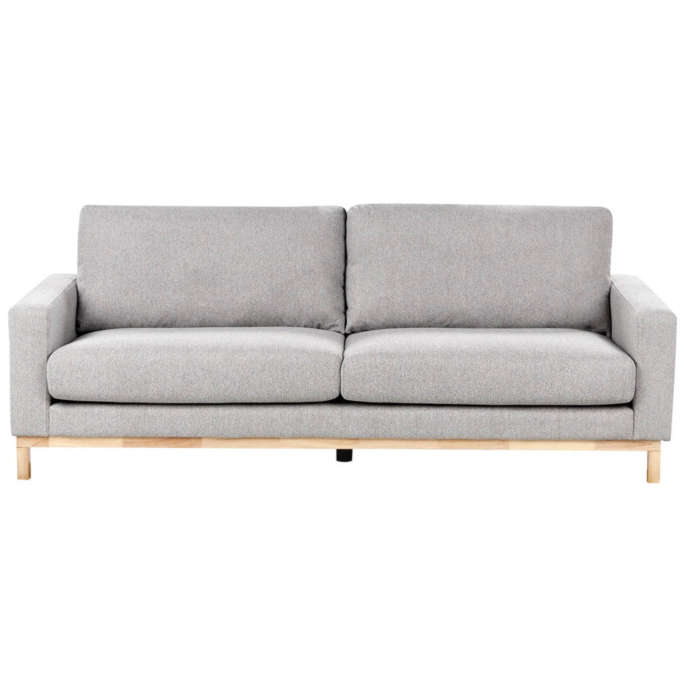 Divano 3 posti in tessuto grigio con gambe in legno chiaro soggiorno stile moderno