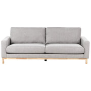 Divano 3 posti in tessuto grigio con gambe in legno chiaro soggiorno stile moderno