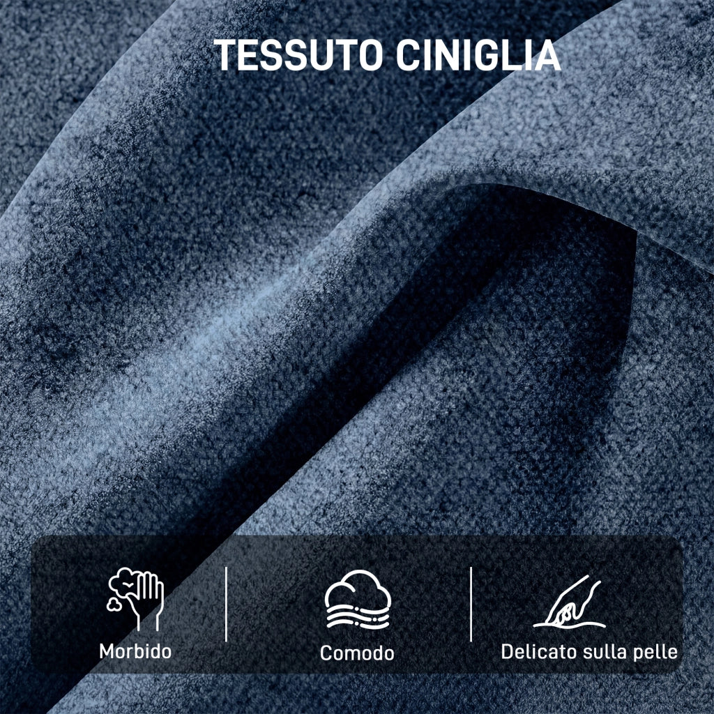 Sedia Girevole da Salotto in Tessuto e Metallo ¨C zephmum ¨C 70x87x84 cm Blu Scuro