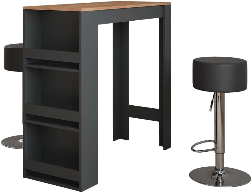 Tavolo da bar Repose, Antracite, 45 x 110 cm, con vani portaoggetti per la conservazione di utensili da cucina