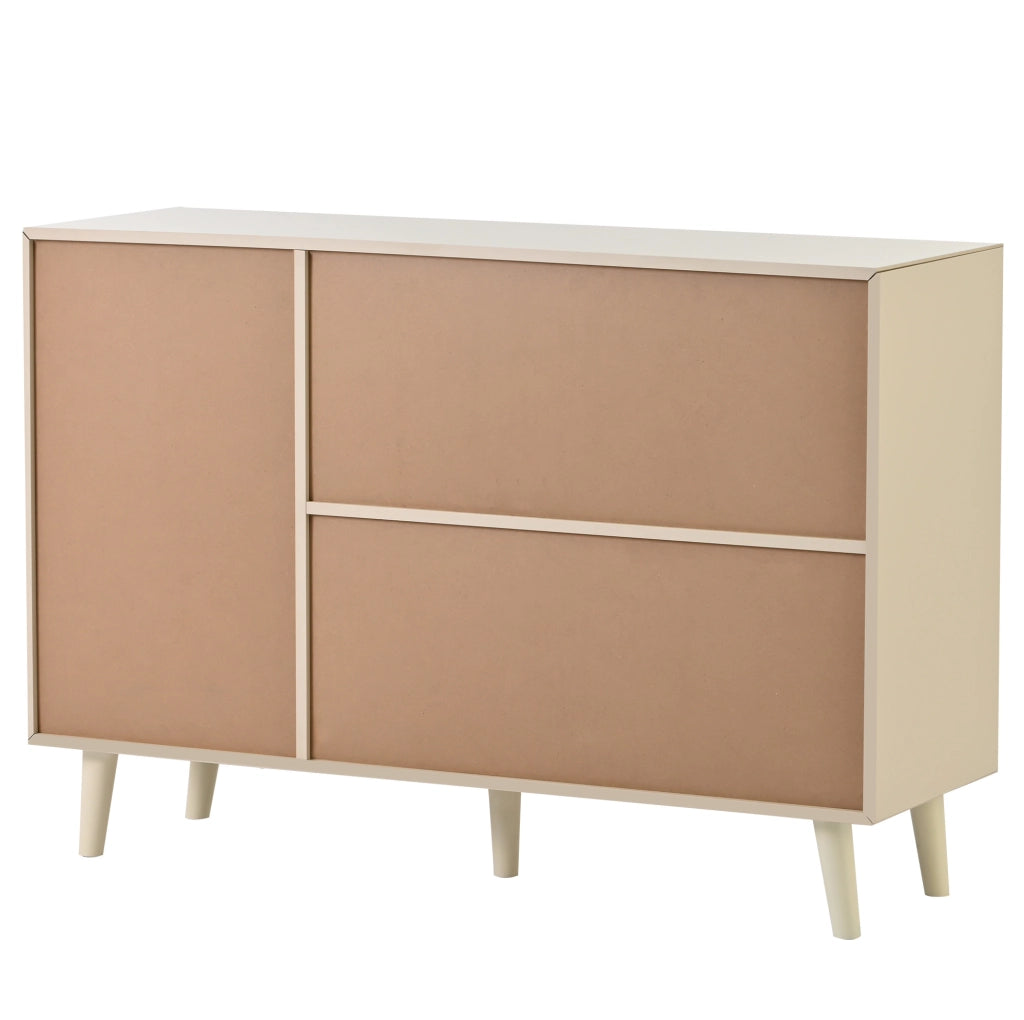 Credenza 120x40x82.5 cm con 2 ante e 3 cassetti; apertura a pressione; bianco crema