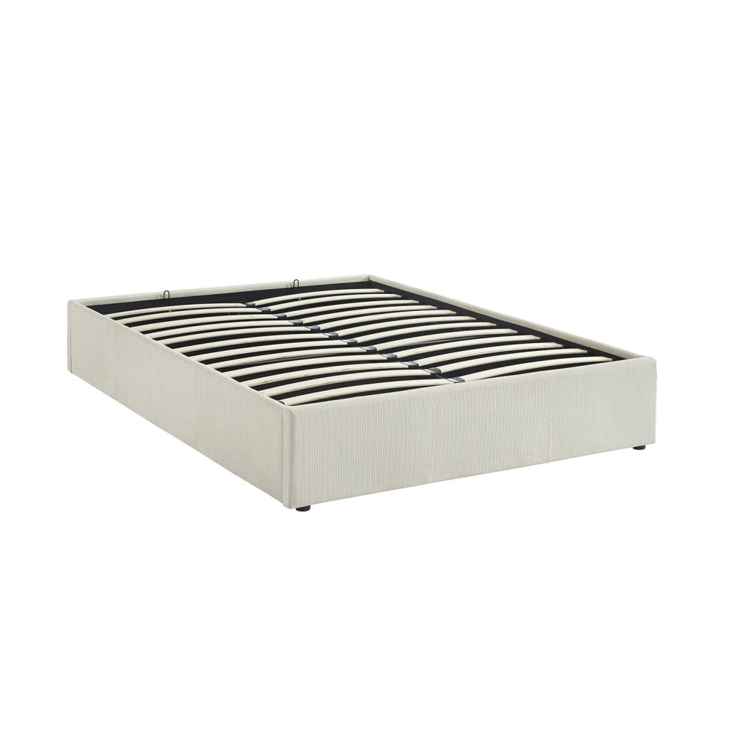 Struttura letto con contenitore e rete a doghe 140x190cm, imbottita