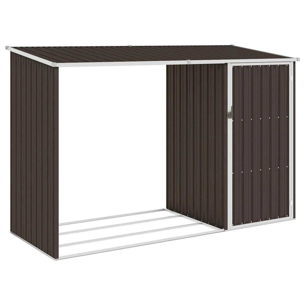 Legnaia da giardino 245 x 98 x 159 cm in acciaio zincato marrone 02_0022398
