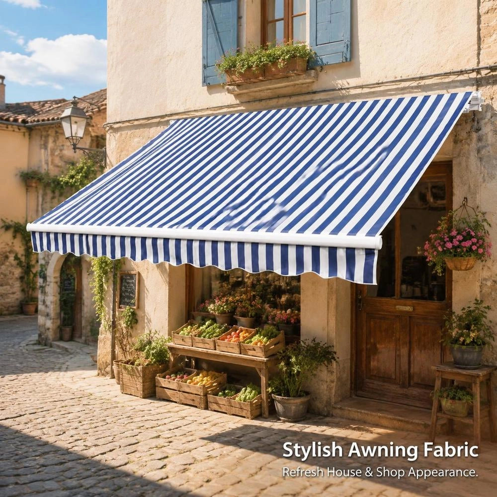 Awning Fabric Canvas Blue & White 500x300 Cm