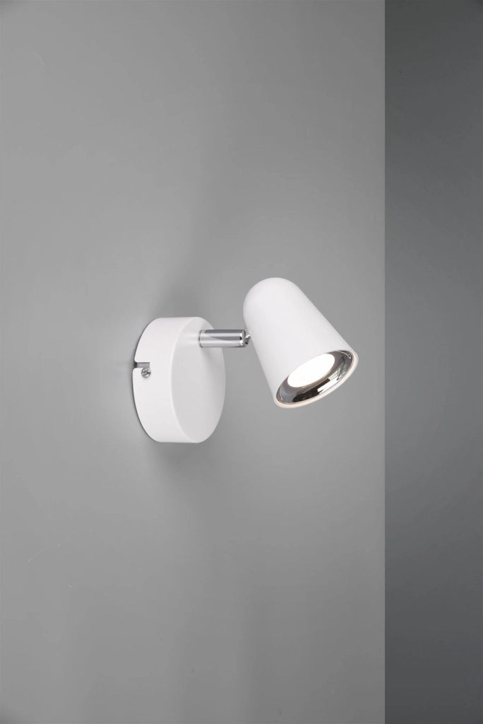 TOULOUSE SPOT SINGOLO LED  3,5W 400lm, 3000K BIANCO SATINATO CON BORDO CROMATO H. 15CM
