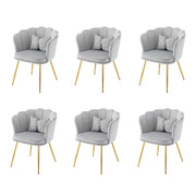 Set di 6 sedie moderne in velluto - Xylo - Dorso a forma di petalo, piedi in metallo dorato, cuscini farfalla