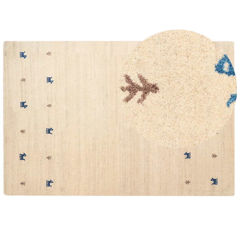 Tappeto Gabbeh per aree beige in lana 200 x 300 cm a pelo fitto Tradizionale rustico a tinta unita Stile
