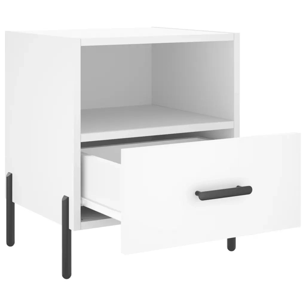 Set di 2 Comodini | Armadio da Notte | Mobiletto da notte Bianchi 40x35x47,5 cm in Legno Multistrato