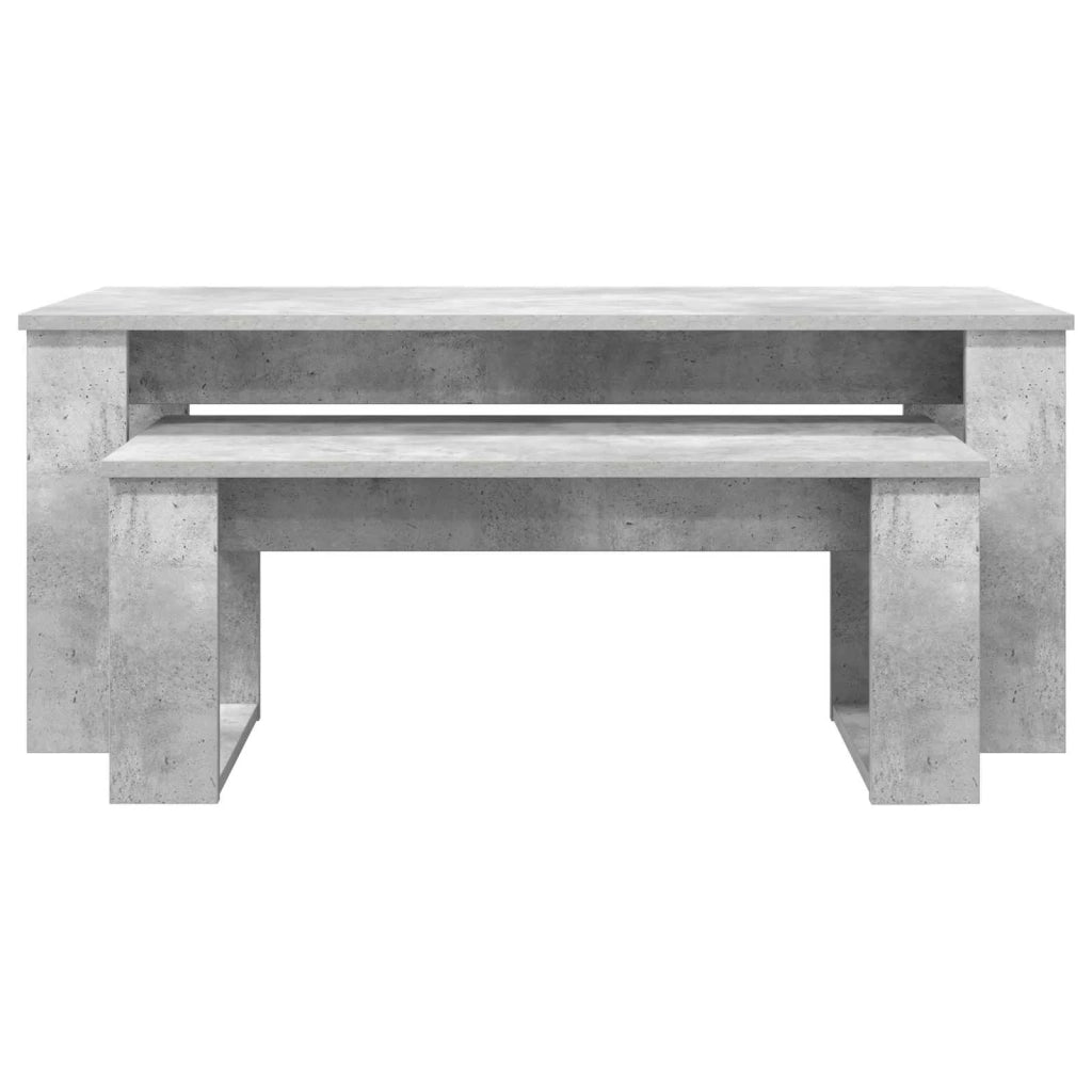 Set di Tavolini da Caffè 2 pcs Grigio cemento Legno multistrato