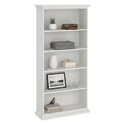 Libreria Aragon, Scaffale da ufficio, Mobile portalibri, Biblioteca, 96x37 h201 cm, Bianco
