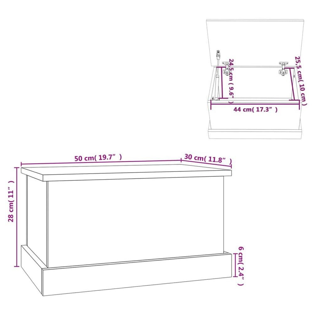 Storage Box White 50 X 30 X 28 Cm Wood Composite
