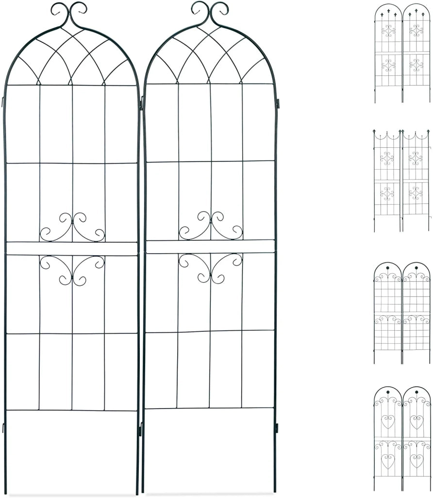 Recinzione a traliccio per piante rampicanti arco da giardino ferro set da 2 verde 13_0002896_5
