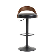 Sgabello da bar con schienale e braccioli; set da 2; girevole a 360° e regolabile in altezza; in PU nero