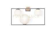 BUBLE APPLIQUE A PARETE 3 SFERE ACCIAIO SPAZZOLATO PARTICOLARI BRONZO ATTACCO E27