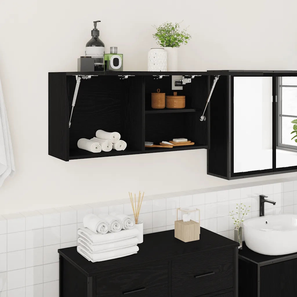 Mobile da Bagno | Armadio da bagno a Parete Nero 80x25x40 cm in Truciolato