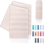 Set di 2 asciugamani da bagno premium con frange a mano, 100% cotone, asciugamano da spiaggia XXL, 100 x 200 cm, Oeko-TEX 100, grande asciugamano da spiaggia, asciugamano per sauna e da viaggio (beige)