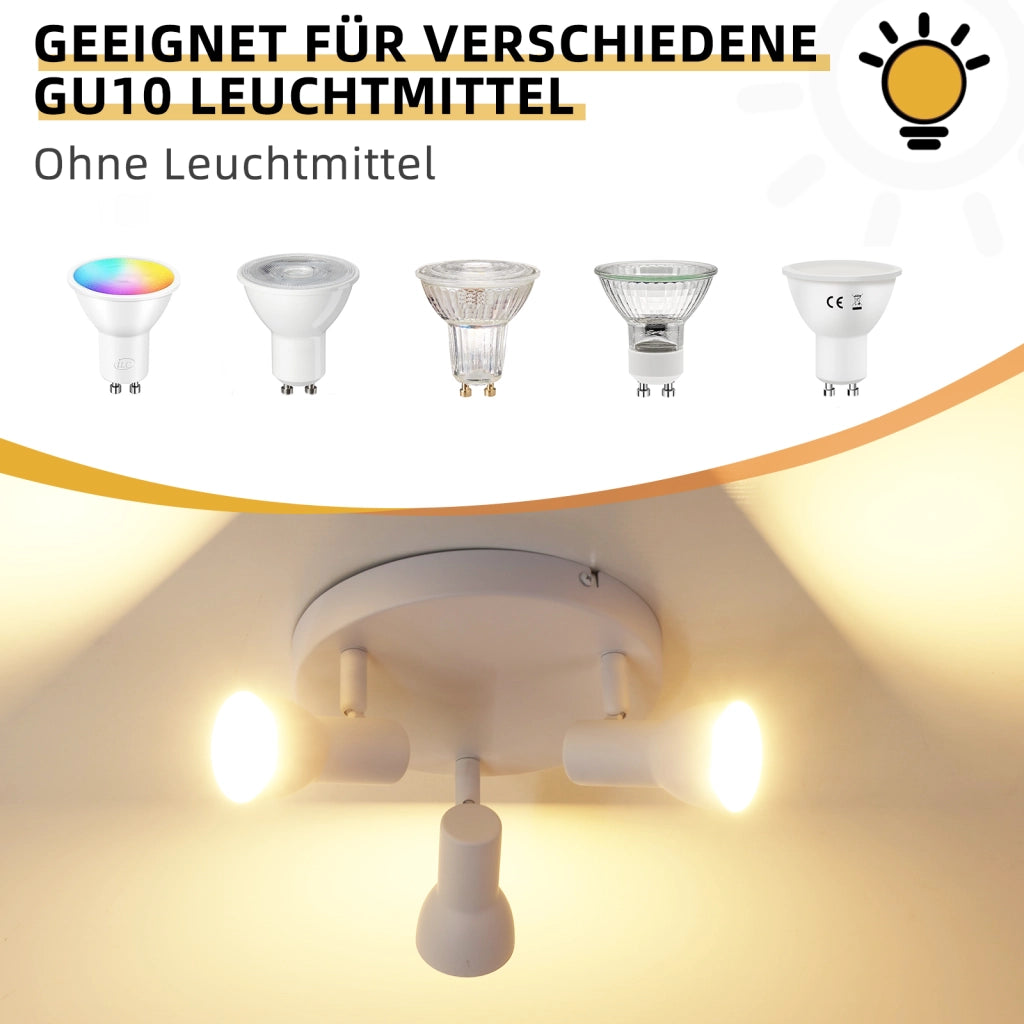 ZMH Faretto da soffitto bianchi 3 luci GU10 metallo design moderno girevoli senza lampadina