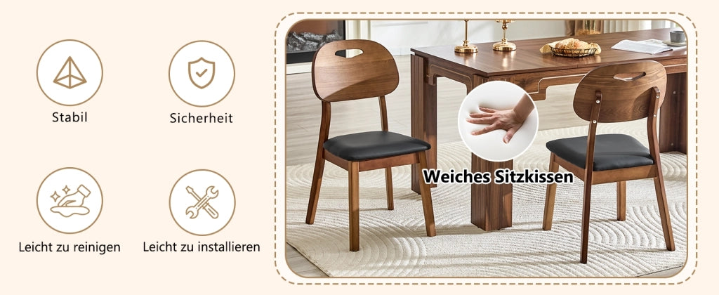 Set di 2 sedie da pranzo ovali con schienale in legno e seduta imbottita, nero