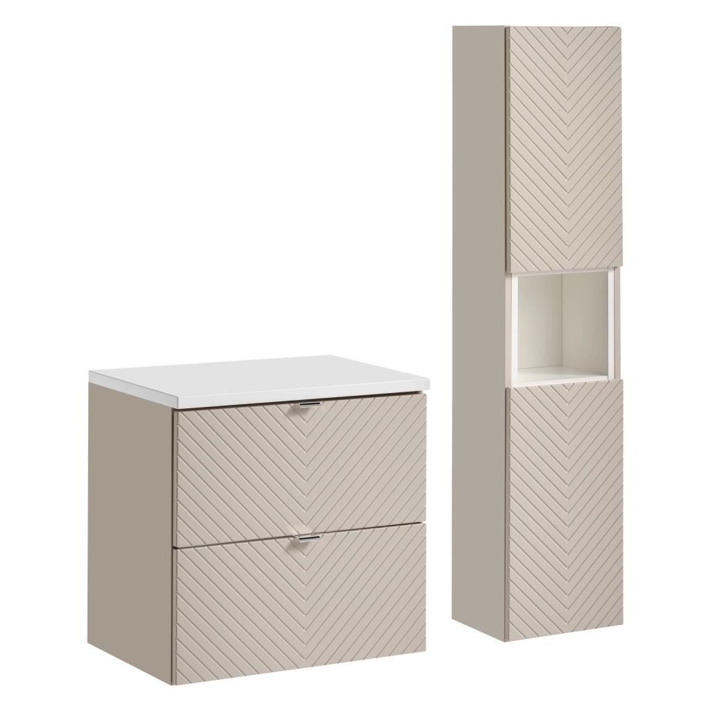 Set mobili bagno 60 cm con piano e Szafką wysoką Viva Cashmere 60 x 1401 x 40 cm