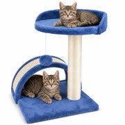 Tiragraffi Per Gatti Blu Con Gioco Pallina Palo 50cm Topolino Tunnel Soffice