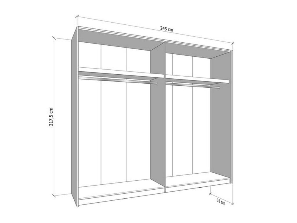 Armadio Camera da Letto Salemi, Guardaroba Grande 2 Ripiani, 245x217.5h cm Bianco Crema