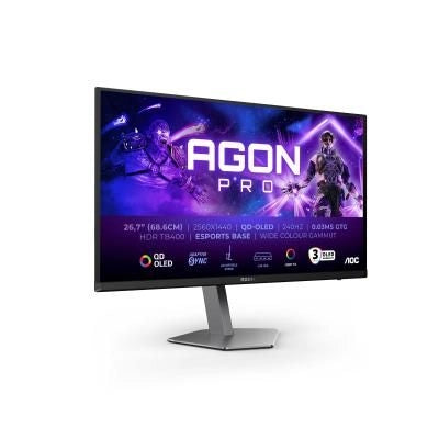 Aoc agon pro ag276qzd2 monitor pc 67,3 cm (26.5") 2560 x 1440 pixel quad hd qd-oled nero, grigio - 156752